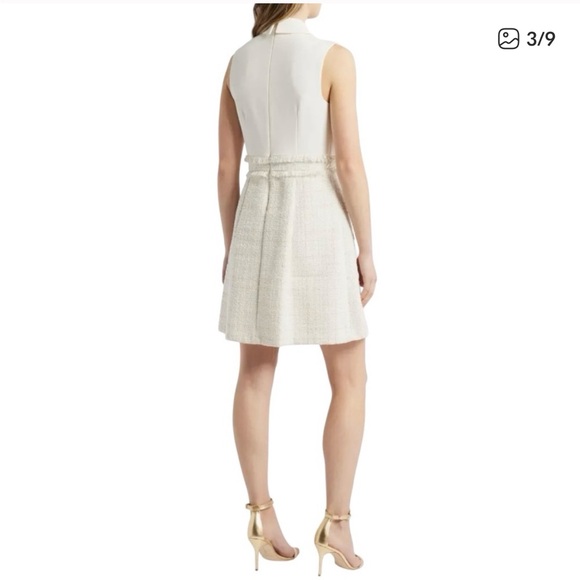 Eliza J Women's Cream Collar Sleeveless Tweed Dress NWT - Picture 2 of 5